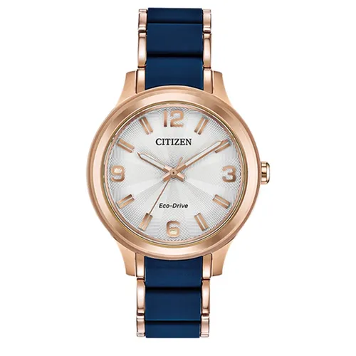 Đồng Hồ Nữ Citizen Eco-Drive Siliver Dial FE7073-71A AR Màu Trắng Phối Vàng Hồng