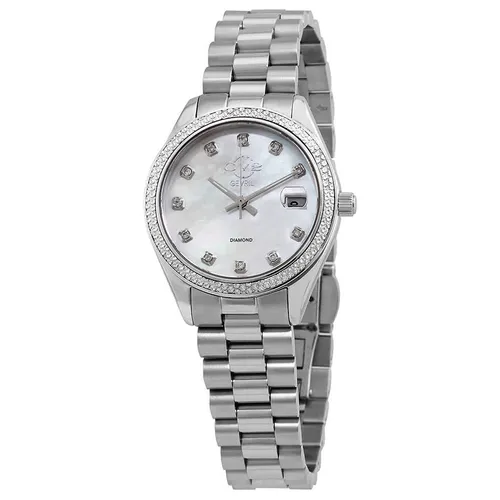 Đồng Hồ Nữ GV2 By Gevril 12425B Women's Turin Swiss Diamond Watch Màu Bạc Trắng - Đồng hồ - Vua Hàng Hiệu