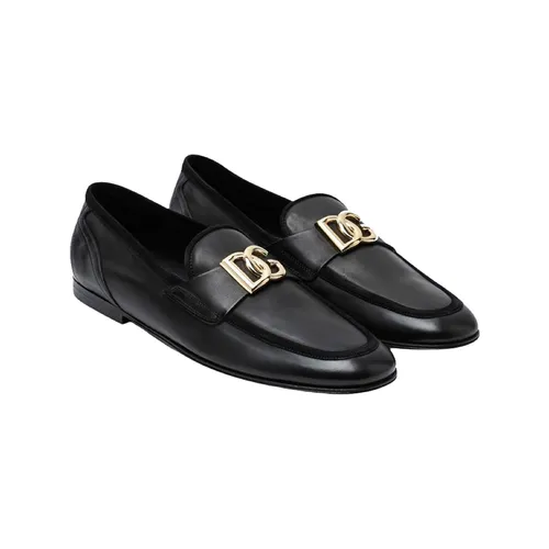 Giày Lười Nam Dolce & Gabbana D&G Tag Logo A50462AQ99380999 Màu Đen Size 42.5