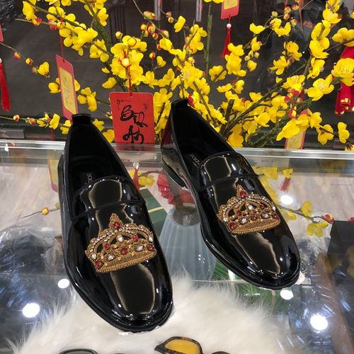 Giày Lười Nam Dolce & Gabbana D&G Vương Miện DG9252 Màu Đen Size 40.5-6