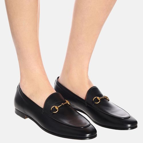 Giày Lười Nữ Gucci Jordaan Leather Loafers Black Màu Đen Size 38-4