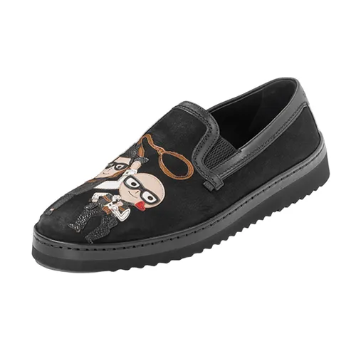 Dolce & Gabbana Giày Slip On - Giày Slip On Dolce & Gabbana D&G A50059AB4838B956 Màu Đen Size 5 - Vua Hàng Hiệu