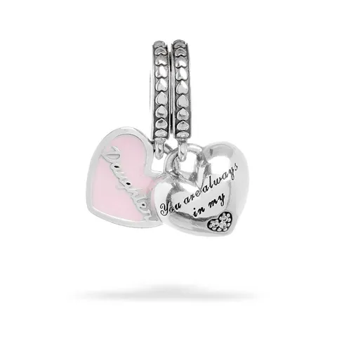 Hạt Vòng Charm Pandora Mother & Daughter Hearts Dangle Charm 792072EN40 Màu Hồng - Trang sức - Vua Hàng Hiệu