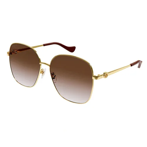 Kính Mát Gucci Gold Chain Sunglasses GG1089SA 002 Màu Vàng Nâu - Kính mắt - Vua Hàng Hiệu
