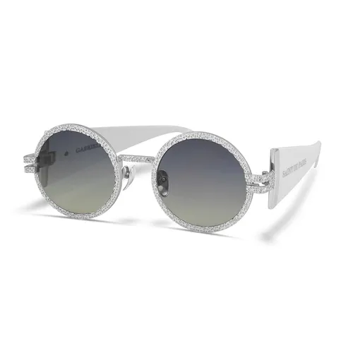 Kính mắt Saint De Paris & Crew No 9 - Kính Mát Nữ Saint De Paris & Crew No 9 Gabrielle White Silver Sunglasses With Gradient Lenses Màu Xanh Bạc - Vua Hàng Hiệu