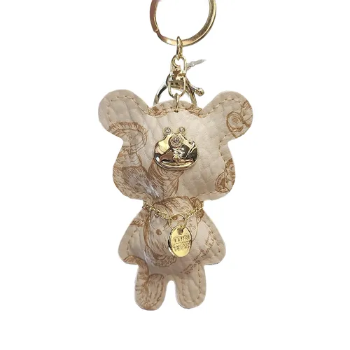 Móc Khóa Charm TTWN BEAR Da Màu Kem