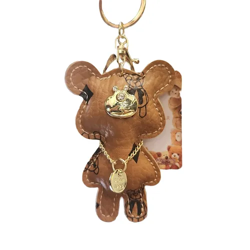 Móc Khóa Charm TTWN BEAR Da Màu Nâu Khaki