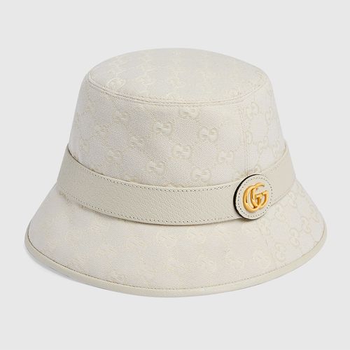 Mũ Gucci Canvas Bucket Hat Ivory 748476 4HG62 9078 Màu Trắng Kem Size S-3