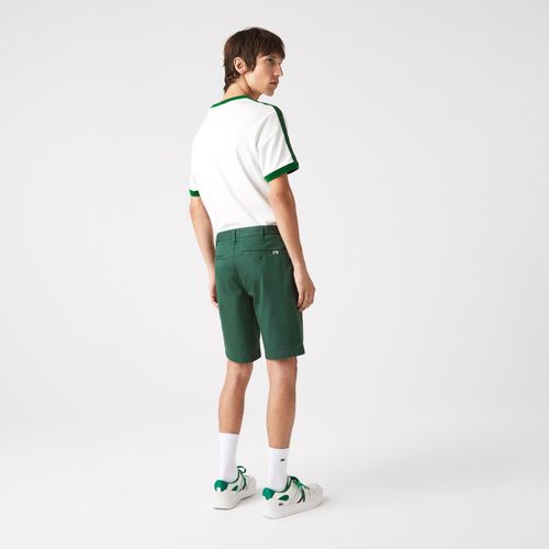 Quần Short Nam Lacoste Men's Slim Fit Stretch Cotton Bermuda Shorts FH2647-00-5HX Màu Xanh Green Size 40/32-2