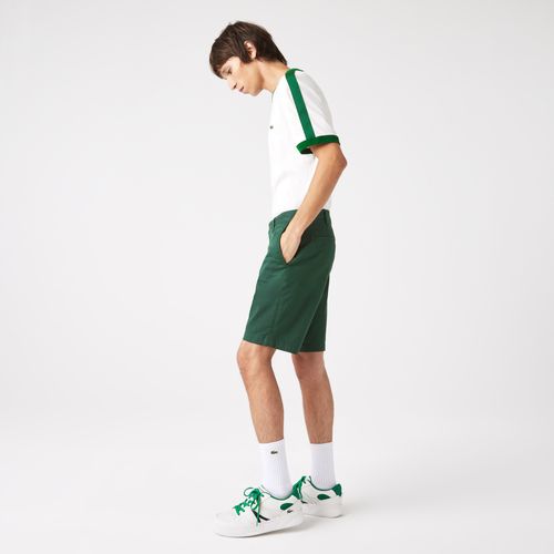 Quần Short Nam Lacoste Men's Slim Fit Stretch Cotton Bermuda Shorts FH2647-00-5HX Màu Xanh Green Size 40/32-3