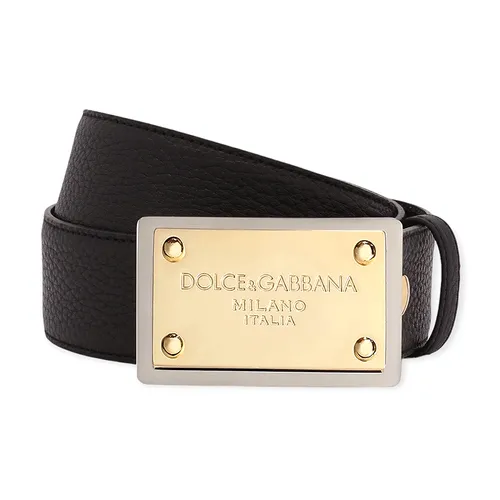 Thắt Lưng Nam Dolce & Gabbana D&G Black In Leather Belt BC4676 AY987 80999 Màu Đen Size 85