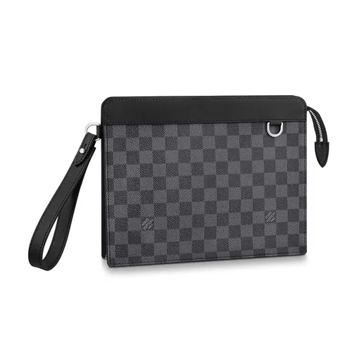 Túi xách - Túi Cầm Tay Nam Louis Vuitton LV Standing Pouch N64612 Màu Xám - Vua Hàng Hiệu