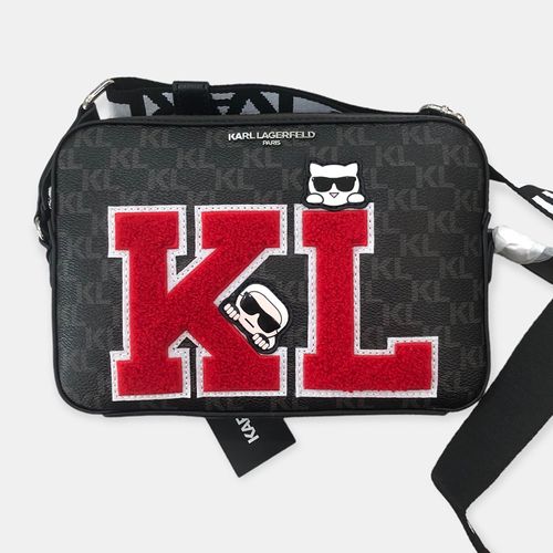 Túi Đeo Chéo Karl Lagerfeld Paris Maybelle Crossbody Black Logo LH2EJ567 Màu Đen Đỏ-4