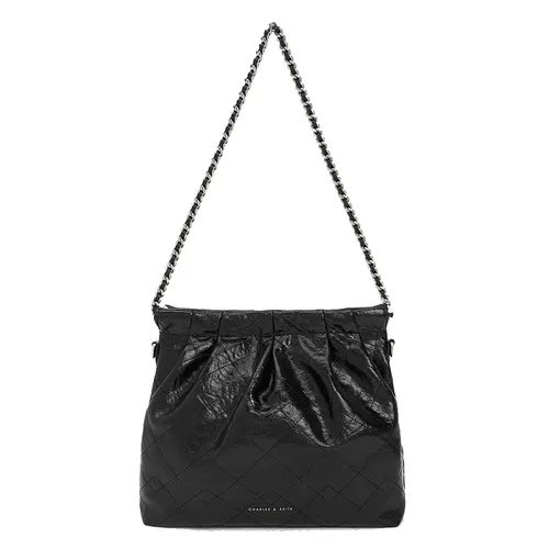 Túi Đeo Chéo Nữ Charles & Keith CNK Duo Chain Handle Noir 20671559 Màu Đen Size M