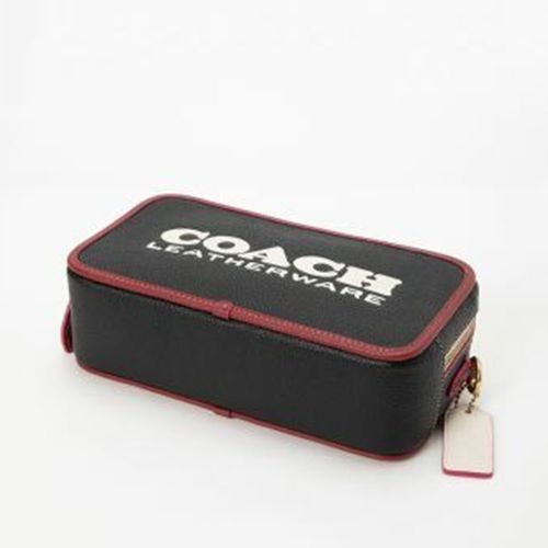 Túi Đeo Chéo Nữ Coach Kia Camera Bag In Pebbled Leather CE735 Màu Đen Viền Đỏ-3