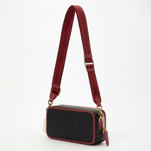 Túi Đeo Chéo Nữ Coach Kia Camera Bag In Pebbled Leather CE735 Màu Đen Viền Đỏ-4