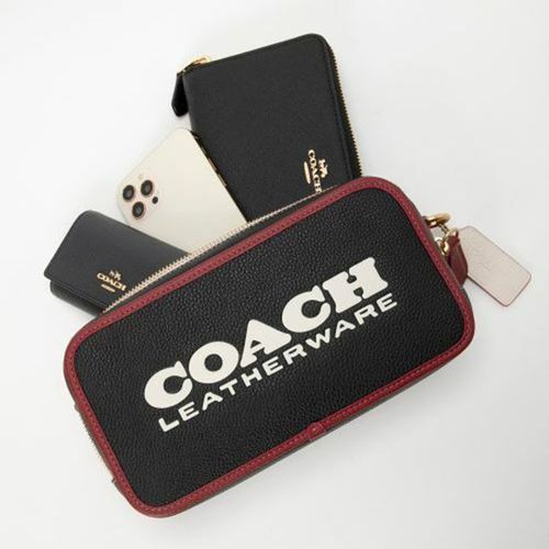 Túi Đeo Chéo Nữ Coach Kia Camera Bag In Pebbled Leather CE735 Màu Đen Viền Đỏ-6