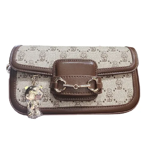 Túi Đeo Chéo Nữ TTWN BEAR TN3116 Lưới Xám Viền Nâu