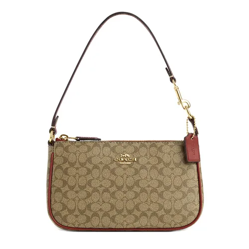 Túi Đeo Vai Nữ Coach Nolita 19 In Colorblock Signature Canvas CE698 Màu Khaki Phối Đỏ