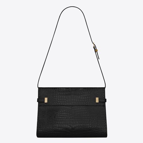 Túi Đeo Vai Nữ Yves Saint Laurent YSL Manhattan Shoulder Bag In Crocodile-Embossed Shiny Leather Màu Đen-4