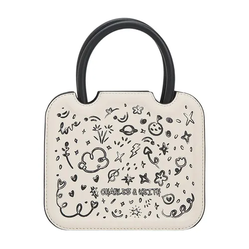 Túi Tote Nữ Charles & Keith CNK Perline Sculptural Tote Bag Multi 30781598 Màu Đen Trắng