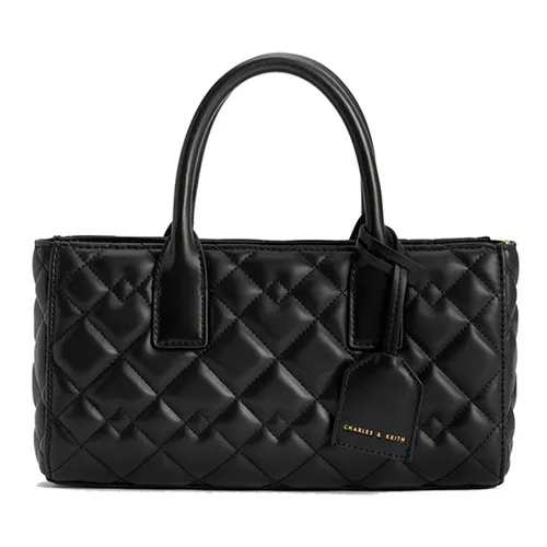 Túi Tote Nữ Charles & Keith CNK Nezu Quilted Bag Black CK2-31220013 Màu Đen