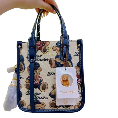 Túi Tote Nữ TTWN BEAR TN2321 Màu Be Viền Xanh