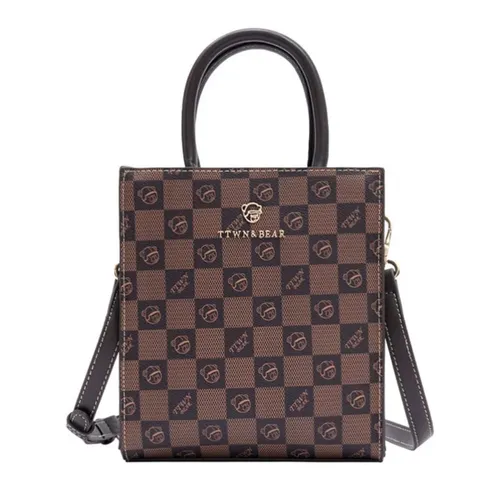 Túi Tote Nữ TTWN BEAR TN2676 Lưới Vuông Nâu Màu Nâu