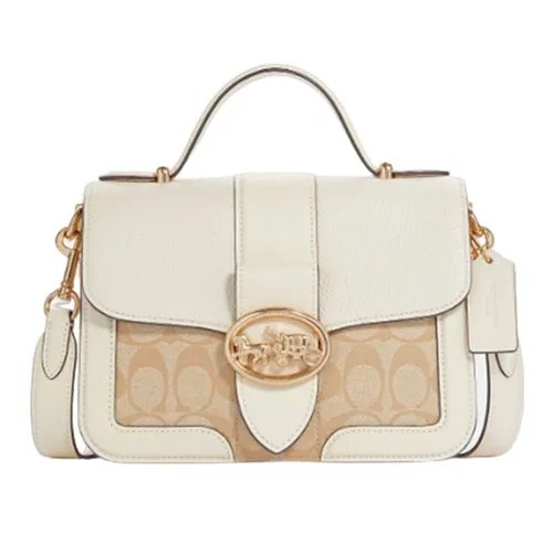 Túi xách - Túi Xách Nữ Coach Small Georgie Top Handle In Signature Canvas 6504 Màu Trắng Be - Vua Hàng Hiệu