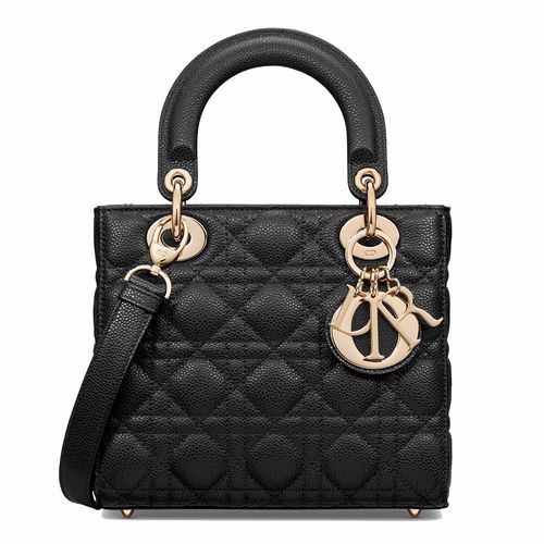 Túi Xách Nữ Dior Small Lady Bag Black Grained Cannage Calfskin M0531OWRT_M900 Màu Đen-1