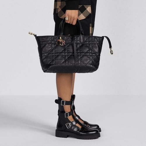 Túi Xách Tay Nữ Dior Medium Toujours Bag Black Macrocannage Calfskin Màu Đen-5