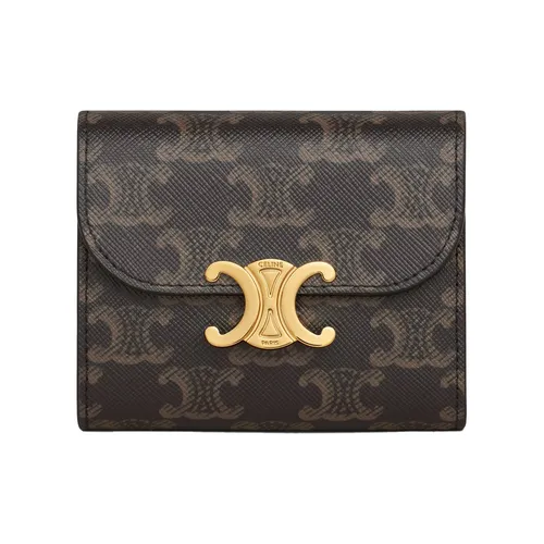 Ví Nữ Celine Small Wallet Triomphe In Triomphe Canvas 10D782CQH.04LU Màu Nâu Đen - Túi xách - Vua Hàng Hiệu