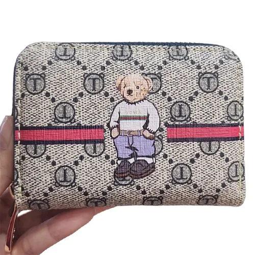 Ví Nữ Đựng Thẻ Mini TTWN BEAR TT2235 TT2403 Xám Lưới Sọc Đỏ