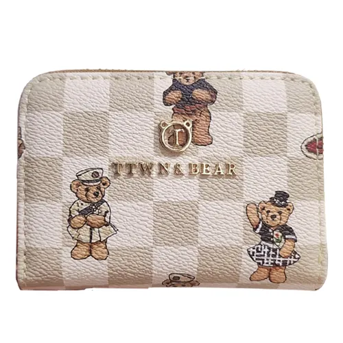 Ví Nữ Đựng Thẻ Mini TTWN BEAR TT2235 TT2408 Caro Màu Ghi Trắng S