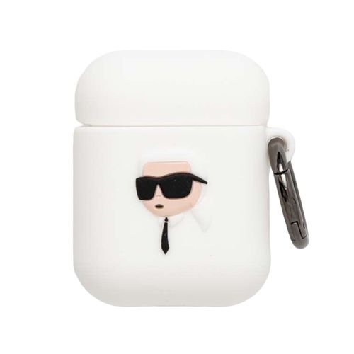 Vỏ Bọc Tai Nghe Karl Lagerfeld KLA2RUNIKH Apple Airpods 2/1 White Silicone Màu Trắng-1