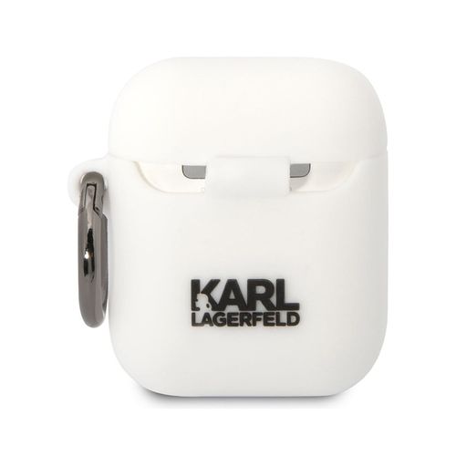 Vỏ Bọc Tai Nghe Karl Lagerfeld KLA2RUNIKH Apple Airpods 2/1 White Silicone Màu Trắng-2