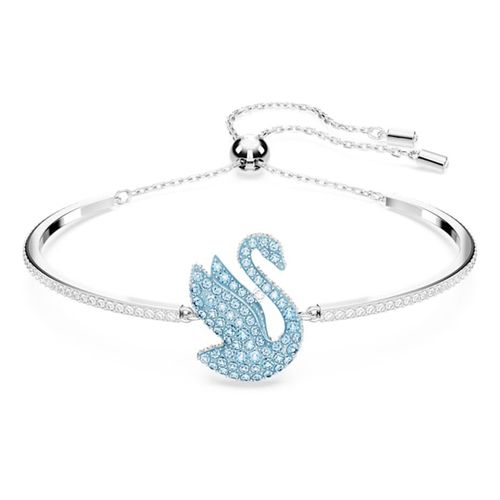 Vòng Đeo Tay Nữ Swarovski Iconic Swan Bangle Swan, Blue, Rhodium Plated 5660595 Màu Xanh Bạc-1