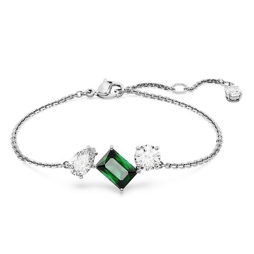 Vòng Đeo Tay Nữ Swarovski Mesmera Bracelet Mixed Cuts, Green, Rhodium Plated 5668360 Màu Bạc/Xanh