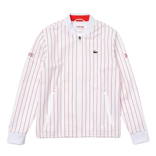 Áo Bomber Lacoste Men's Sport Novak Djokovic Striped Bomber Jacket BH2256 5ML Màu Trắng Kẻ Đỏ Size 50