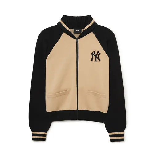 Áo Khoác Len Nữ MLB Varsity New York Yankees 3FKCV0134-50BKS Màu Đen Be Size S