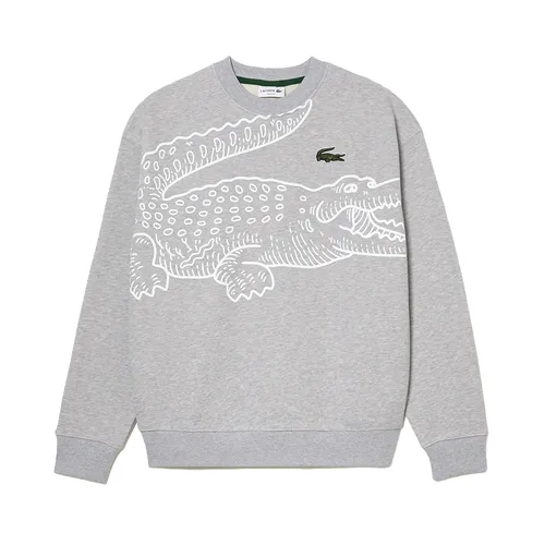 Áo Nỉ Sweater Nam Lacoste Crew Neck Loose Fit Croc Print SH8248 Màu Xám