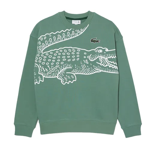 Áo Nỉ Sweater Nam Lacoste Crew Neck Loose Fit Croc Print SH8248 Màu Xanh Green