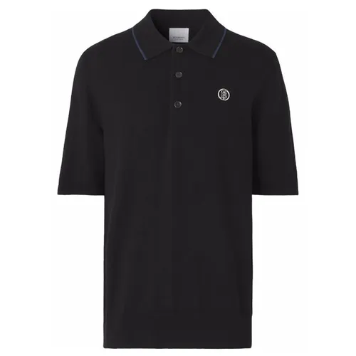 Áo Polo Nam Burberry Motif Wool Silk Cashmere Shirt Màu Đen - Thời trang - Vua Hàng Hiệu