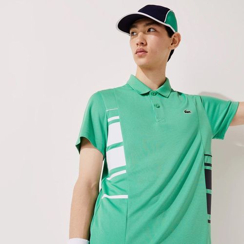 Áo Polo Nam Lacoste Lines Short Sleeve Polo Shirt DH0866 Màu Xanh Green Size 4-4