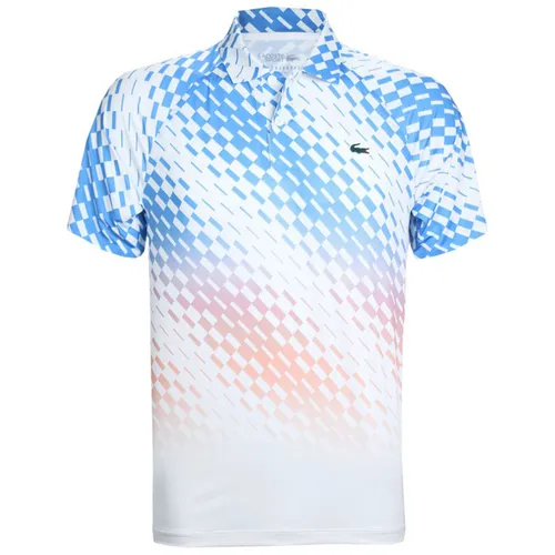 Áo Polo Nam Lacoste Men's Novak Djokovic Checkerboard Print DH5177-51-YIP Màu Trắng Xanh Size 4