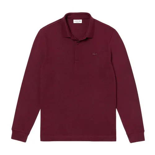Lacoste - Áo Polo Nam Dài Tay Lacoste Smart Paris Long Sleeve Stretch Cotton Polo Shirt PH2481 SXL Màu Đỏ Đô Size 2 - Vua Hàng Hiệu