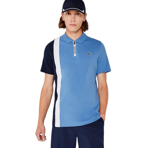 Áo Polo Nam Lacoste Sport Colorblock Stretch Piqué Zip Golf Regular Fit Polo Shirt DH6958 1QT Màu Xanh Blue Size 2-1