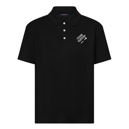 Áo Polo Nam Louis Vuitton LV Shirt Embroidered Signature Cotton Black 1AATR9 Màu Đen