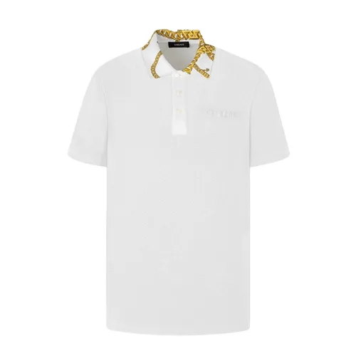 Áo Polo Nam Versace White With Logo Baroque Collar Printed Polo Shirt A895058 Màu Trắng Size S