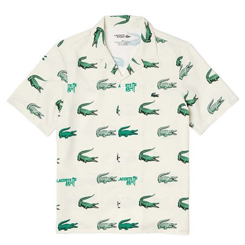 Áo Sơ Mi Nam Lacoste Men’s Printed Short-Sleeved Golf Shirt CH5619 - 70V Màu Trắng Họa Tiết Size 38